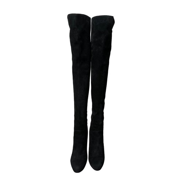 SERGIO ROSSI Black Suede Thigh High Boots - Picture 7 of 10